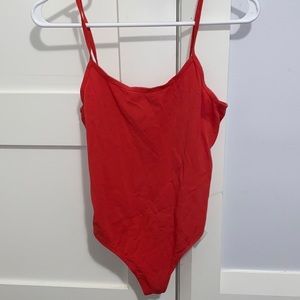 Cute Spaghetti Strap Red Bodysuit